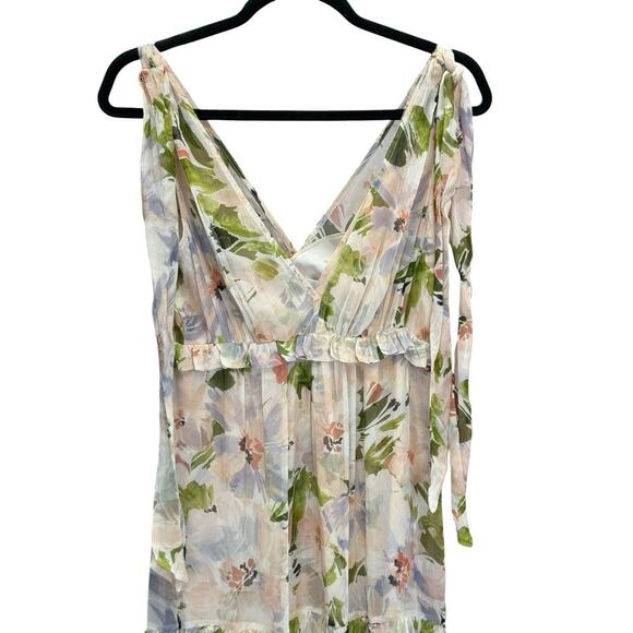 Christy Lynn Silk Floral Tiered Maxi Dress Size Small Sleeveless Ruffle Hem - Picture 4 of 13